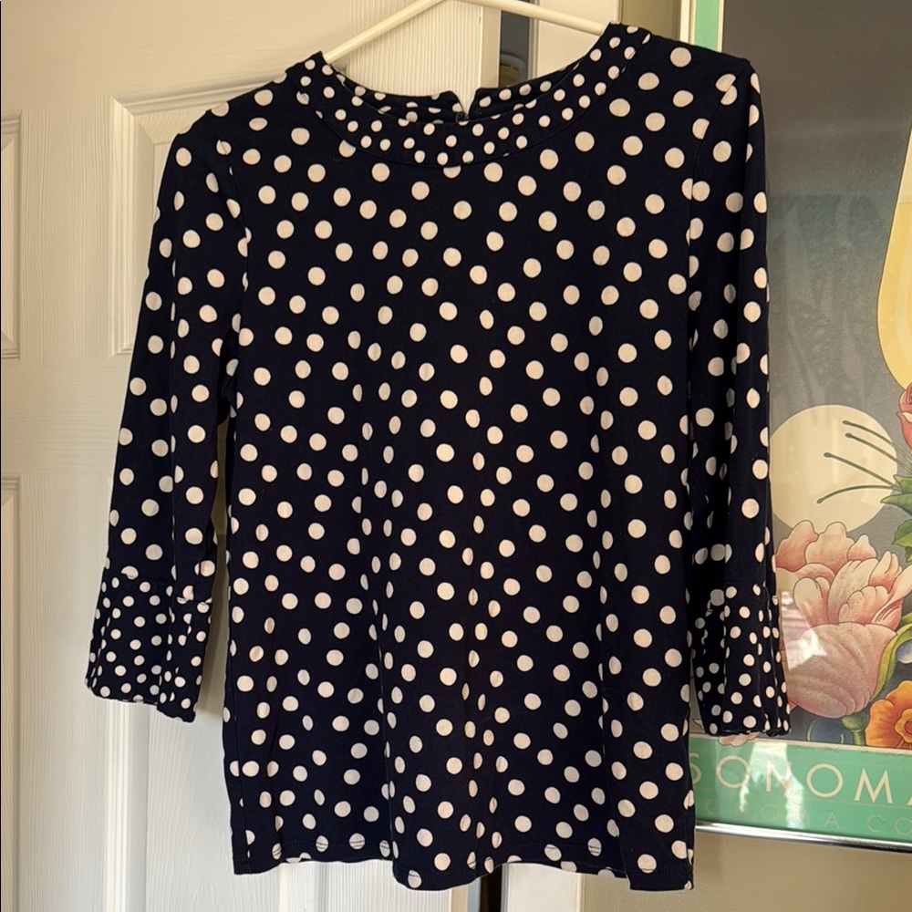 Boden navy and white Polka Dot Women's Top size 8